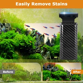 hygger Magnetic Fish Tank Cleaner, Aquarium Glass Cleaner with 2 Detachable Algae Scraper Blade, Floating Scrubber Brush for 1/5"-1/2" Glass/Acrylic Thick Tank, Strong Magnet Algae Remove Tool, M