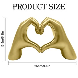 Heart Shape Hand Statue, Heart Hand Sculpture, Love Finger Statue, Heart Hands Statue, Gesture Statues and Sculptures, Romantic Statue, Home Decoration for Living Room, Room, Office, Gold