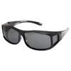 Hodogaya Denki Men's Sunglasses, Polarized Overglass, Plastic Frame, Black, Black