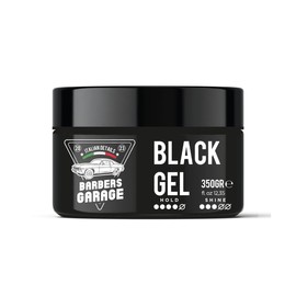 Barbers Garage Beard and Hair Gel Against White and Grey Hair (350 g) - Italian Details - Black Gel - Natural Reflections, Smoothness and Shine