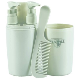 Toothbrush Travel Kit Portable Toiletry Kit Lightweight Travel Size comes with 1 Cup 2 Sub Bottles Dispenser Comb Toothbrush Holder (Pea Green)