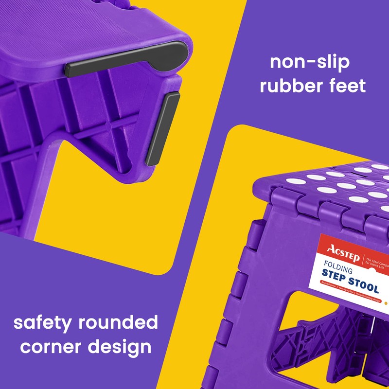 ACSTEP Folding Step Stool Portable Collapsible Plastic Step Stool, Foldable