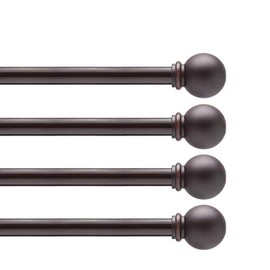 Kenney Chelsea Standard Decorative Window Curtain Rod, 28-48", Weathered Brown, 4 Pack