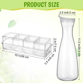 Honeydak 5 Pcs Summer Party Supplies Including 4 Pcs 47 oz Plastic Water Carafe with Lid Clear Round Pitcher Juice Containers 1 Pcs Clear Seasoning Box with Lid and Spoon for Party Serving Storage