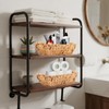 Wicker Storage Baskets with Wooden Handles, Hand-Woven Water Hyacinth Storage