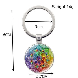 Blume des Lebens Mandala Schlüsselanhänger mit Schlüsselring für Herren und Damen,Lebensblume Schlüsselbund für Autoschlüssel Rucksack Geldbörse,Heilige Geometrie Schlüsselhalter mit Geschenkbox