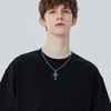 YueYuan Cross Necklace for Women Men 925 Sterling Silver Green
