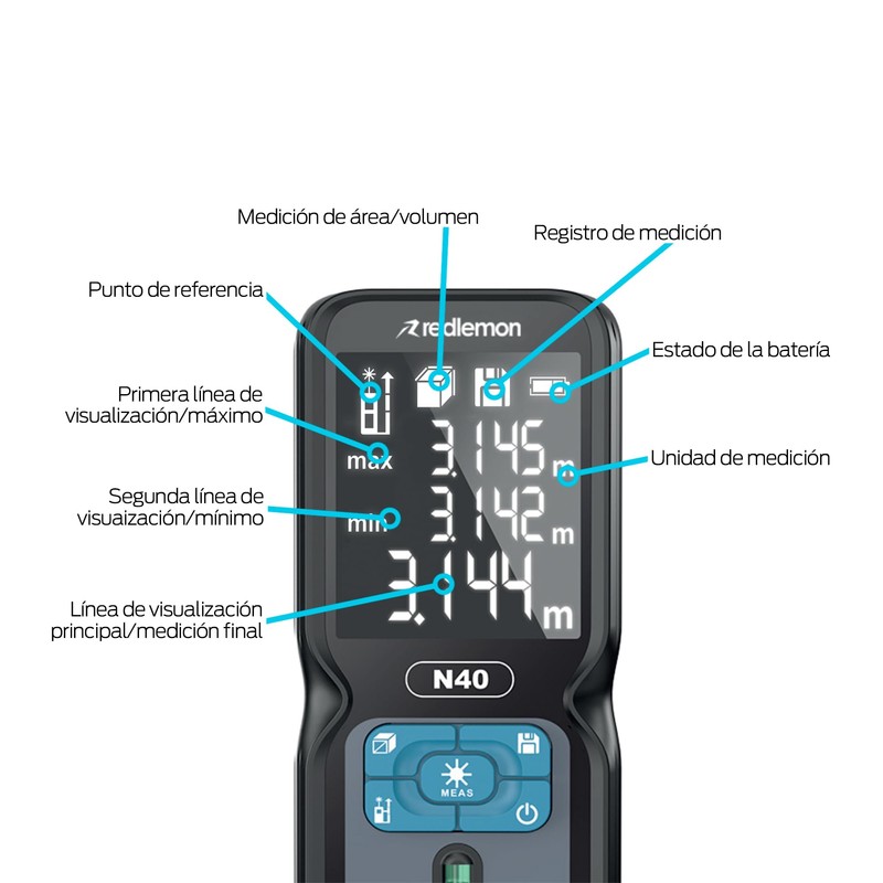 Redlemon Medidor Láser de 40 Metros de Alcance, Mide la
