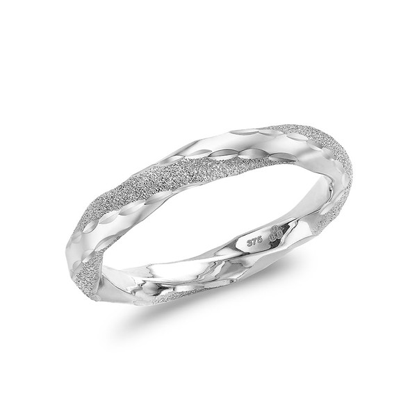 Carissima Gold Women's 9ct White Gold 3mm Polished and Textured