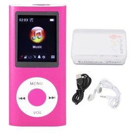 Portable MP3 Music Player 1.8inch TFT Screen HiFi Sound 7 Sound Effect Modes USB Rechargeable Digital Video Music Player Pink Without Memory Card