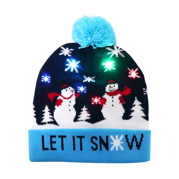 OurWarm Light Up Christmas Hat Ugly Christmas Beanie Hat with 6 Colorful LED Lights for Adults Xmas New Year Party Supplies