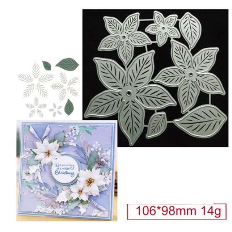 Flower Splendid Poinsettia Metal Die Cuts,Wedding Snowflake Leaf Cutting Dies