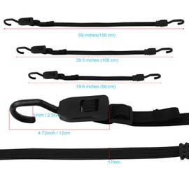 XSTRAP STANDARD 4PCS Adjustable Flat Bungee Cords with Hooks 40 Inch, Heavy Duty Rubber Long Bungee Straps for Outdoor, Camping, Truck, Tarps, Bike Rack, Tent, and Cargo