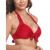 RELLECIGA Women's Red Push Up Bikini Top Knot Front Underwire