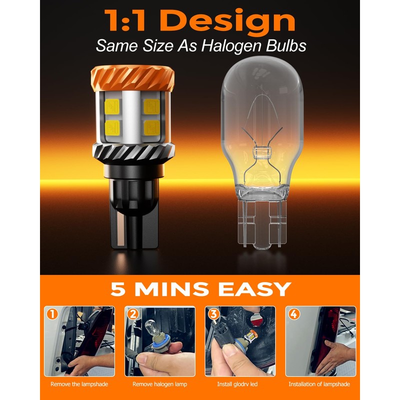 GloDrv [2025 Upgrade] 921 912 Led Bulb Cargo Light Fit