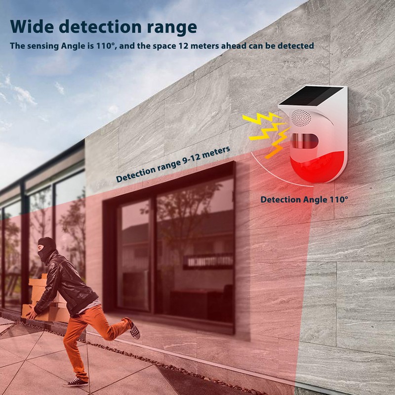 Solar Strobe Light Alarm Waterproof Waterproof Anti Theft Outdoor Motion