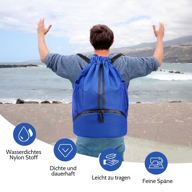 Figarge Gym Bag Black Large Capacity Drawstring Sports Bag Beach