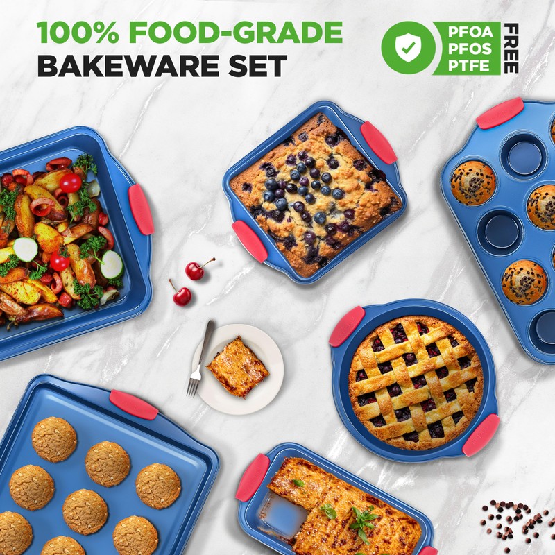 NutriChef 6-Piece Non Toxic Bakeware Set – Carbon Steel Baking