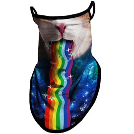 Obacle Bandana Face Mask with Ear Loops Neck Gaiter Face Mask Scarf Face Cover for Men Women (Cat Rainbow Multicolored)