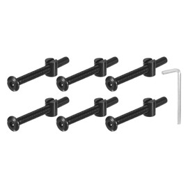 QUARKZMAN Pack of 10 Hex Bolts Bolts with Barrel Nuts, M6 x 60 mm Hex Furniture Bed Bolts with Wrench for Chairs and Cribs, Black