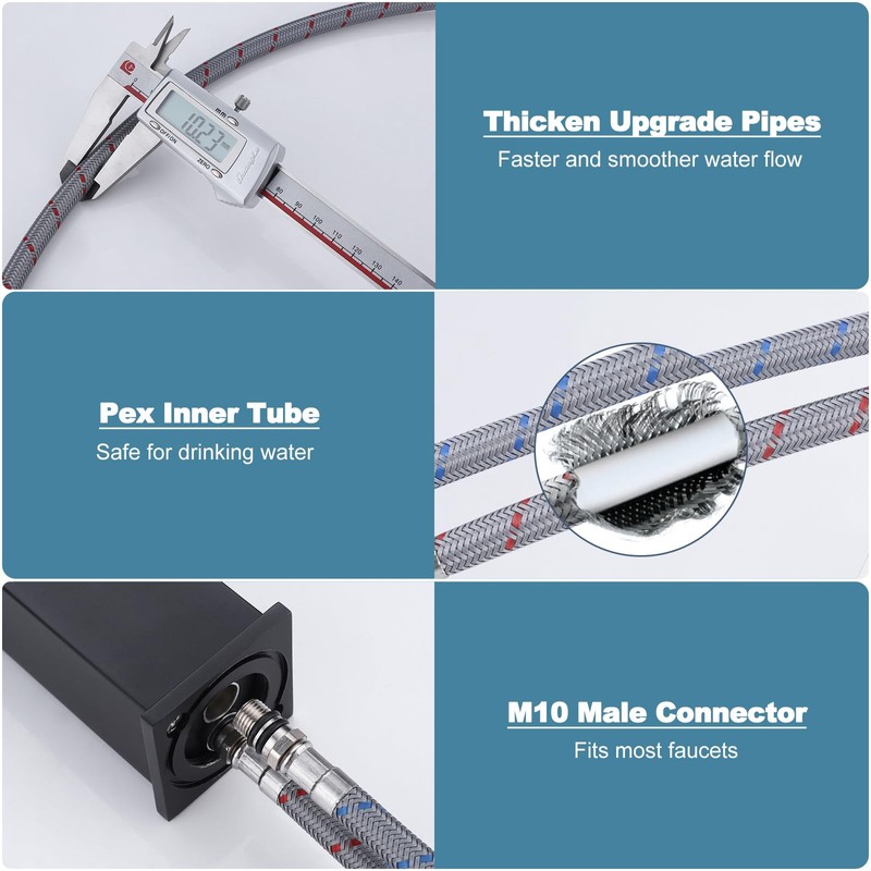Supply Lines 3/8" Female Compression Thread × M10 Male Connector