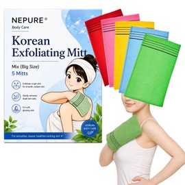 Guante exfoliante coreano, tamaño grande, 5 colores, paño exfoliante para espalda y cuerpo para quitar seco, reutilizable (mezcla, 5)