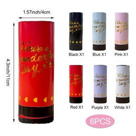 Dearlives 6 Pcs Colored Confetti Cannons, Biodegradable Confetti Wedding Party Poppers 11cm with Twisting Black Turntable to Left for Graduation Bridal Anniversary New Year Celebration Supplies