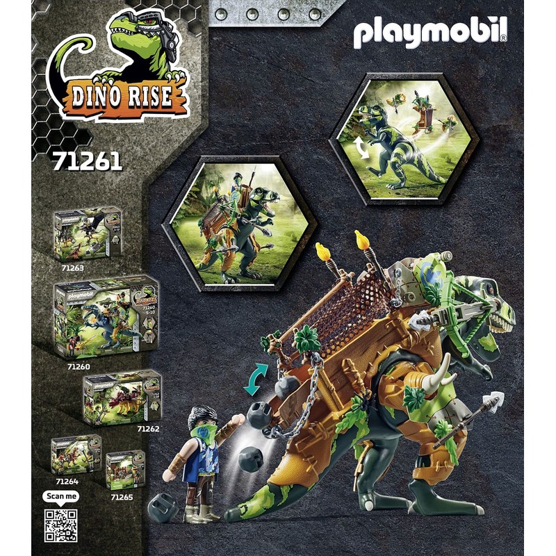 PLAYMOBIL Dino Rise 71261 T-Rex, Dinosaur with Functional Armour, Toy