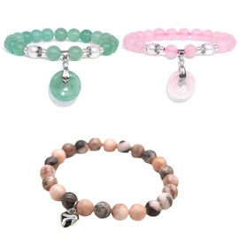 Stocking Stuffers Holiday Outfits for Women 2024 to My Girlfriend Bracelet Natural Stone Beaded Bracelet Heart Charm Bracelet Christmas Birthday Gifts for Girlfriend