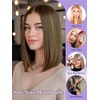 NOSTLAGIA Brown Highlight Bob Wigs Synthetic Lace Front Wig,Mide Part