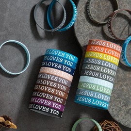 CYCLUSIVE 20P Jesus Loves You Silicone Wristbands Colorful Rubber Bracelets Motivational Rubber Wristbands Christian Bracelets Silicone Inspirational Bracelet for Men Women Party Favors.