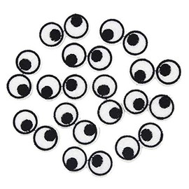 Yalulu 20PCS Black/White Eye Patches Embroidered Patch Iron on Sewing Applique Stickers Patch for Jackets Clothes DIY Accessories