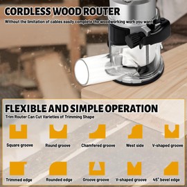 Kabellose Power Router Holzbearbeitung für Dewalt Akku, 800W 30000RPM Cordless Compact Wood Router with Trim Router Bits, Edge Guide for Woodworking DIY Project