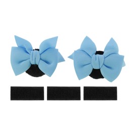 Hihaha Motorcycle Helmet Accessories Decoration Cat Ear Bow for Motorcycle Bicycle Skiing Helmets Blue Black Plush Stickers 1 Set