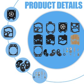 Poweka Membrane Gasket Carburetor Repair Kit Compatible with Walbro K10-WAT WA and WT Series Stihl Hus-Qvarna Poulan McCulloch Echo, 2pcs