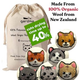 Wool Dryer Balls – 6 XL Organic Wool Balls, Reusable Natural Fabric Softener, Reduce Drying Time, Wrinkles, Static & Laundry Clumping, Eco-Friendly Laundry Balls