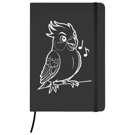 A5 'Cockatiel Singing A Cheerful Tune' Black Hardcover Ruled Notebook (NB00061108)