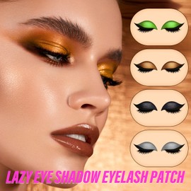 Lazy Eye Shadow Eyelash Patch,New Eyeshadow Eyelash Stickers,3-in-1 Self-Adhesive Reusable Fast Eye Makeup Stickers with False Lashes, Shadow,for Party, Prom,2 Pairs(Silver)