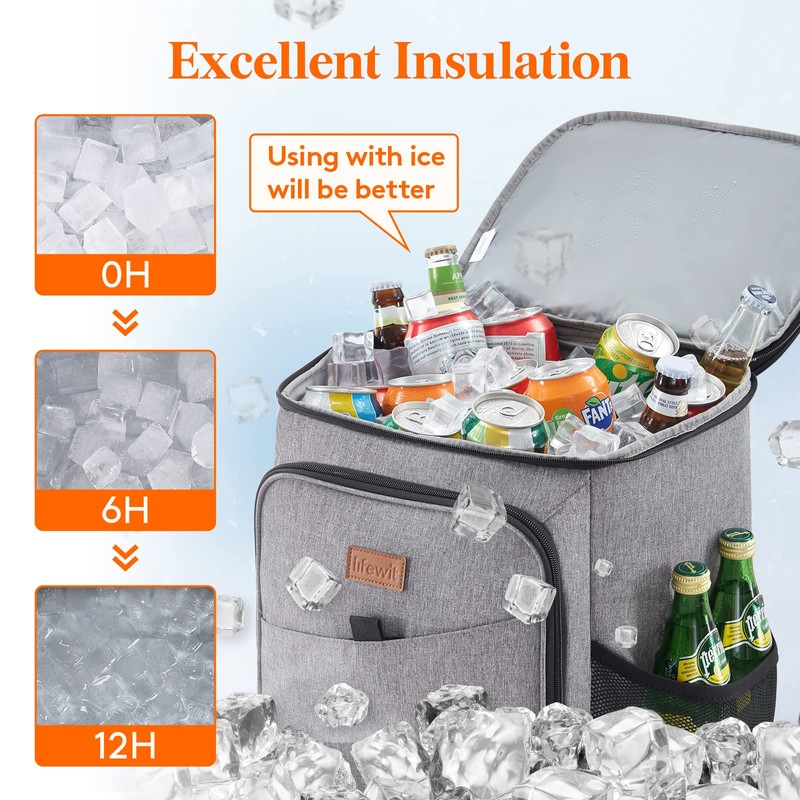 Lifewit Insulated Soft Cooler Bag Cooler Backpack, 26L 34-Can Leakproof