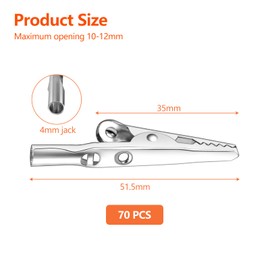 70 PCS Alligator Clips Kit Silver Crocodile Clips Metal Electrical Test Cable Croc Clips Spring Clamps for Laboratory and Electrical Test Work