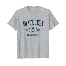Nantucket MA Vintage Navy Crossed Oars & Boat Anchor T-Shirt