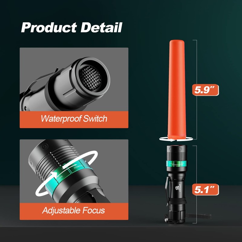 RoadHero 10 Pieces 11 Inch Traffic Wand with Strobe Modes