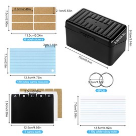 Index Card Box Set, Plastic Organiser with 230 Coloured Flash Cards, 3 A to E Divider Tabs, 6 Rings and 6 Stickers for On The Go Learning Notes, Study Office School Supplies, Recipe Notes Box
