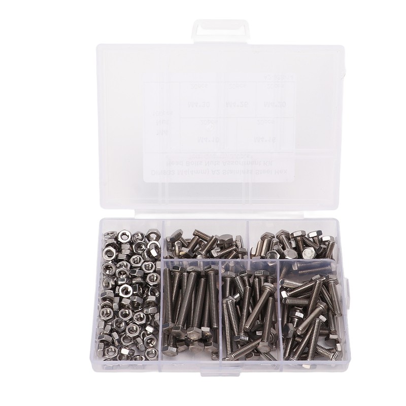 200PCS Hex Bolts Screw 304 Stainless Steel Anti Oxidation Metric
