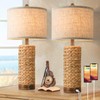 Set of 2 Rattan Table Lamps for Living Room with