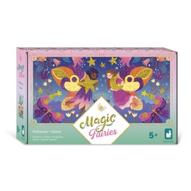 Janod 3 Schede Glitter con 2 Tubi Glitter, Tema Fata, Kit Tempo Libero Creativo per Bambini, da 5 Anni, J09171