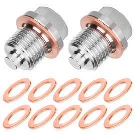 2 Stück Magnetische Ölablassschraube M14 x 1.5 Magnetische Dichtung Ölwannenablassmutter Ölwannenschraube Edelstahl Ölwanne Auto Ölschraube mit Dichtungen aus Rücklaufablassschraube Adapter
