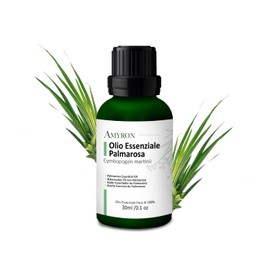 Palmarosa ätherisches Öl 30 ml AMYRON | Cymbopogon Martini | 100% Rein & Natürlich | Ideal für Aromatherapie & Therapeutische Nutzung | Für Diffusor | Lebensmittelqualität | Massagen | GMO-frei