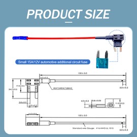 Neferta 5 PCS Car Additional Circuit Fuse Tap Adapter with 4 x 15A Plug-ins, 12V ATM ATO Blade Pure Copper Wire Fuse Holder, Portable Retrofit Replacement Accessory for Cars, Trucks and SUVs (Black)
