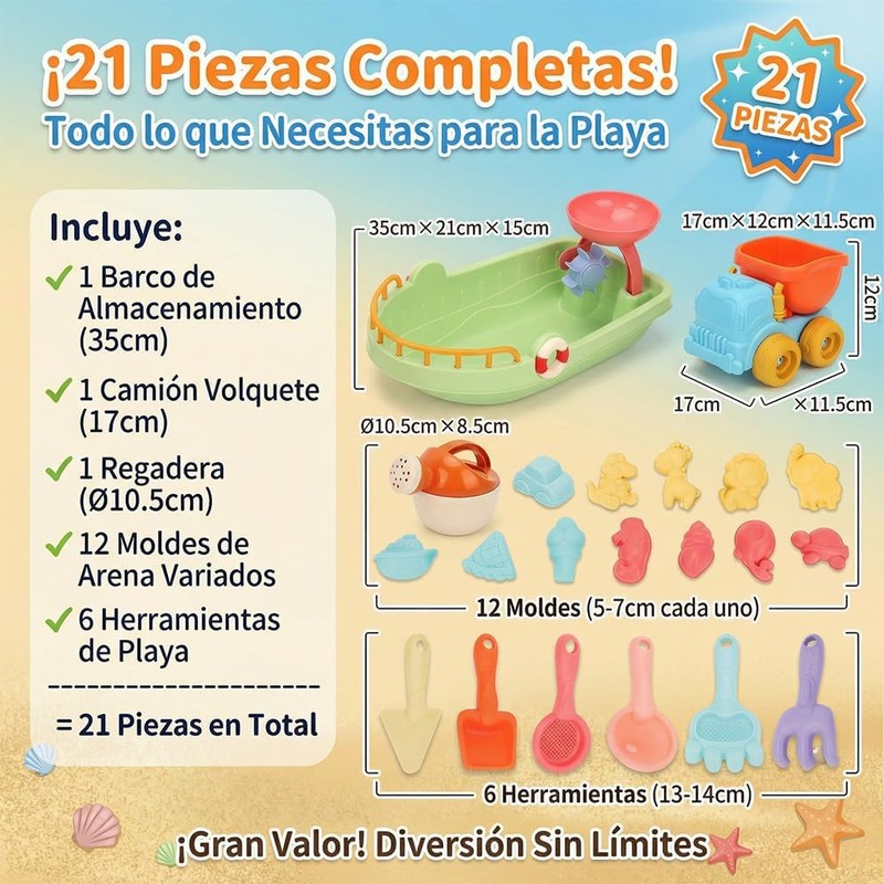 21 Piezas Juguetes de Playa para Niños